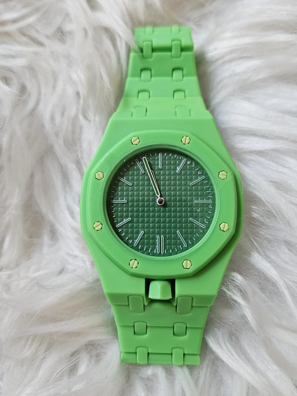 Othr Bright Green Silicone Watch with Textured Dial